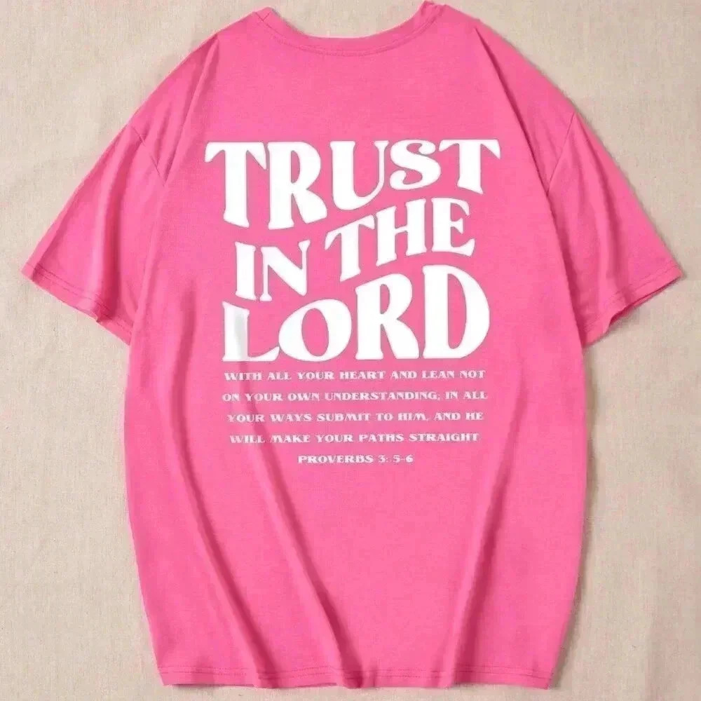 Hot Pink Casual Women's Summer Loose Fit T-Shirt With Slogan Print - Picture 3 of 5